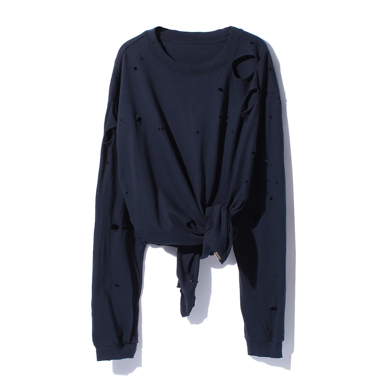 ORGANIC COTTON DAMAGE LONG T-SHIRT CUT OFF