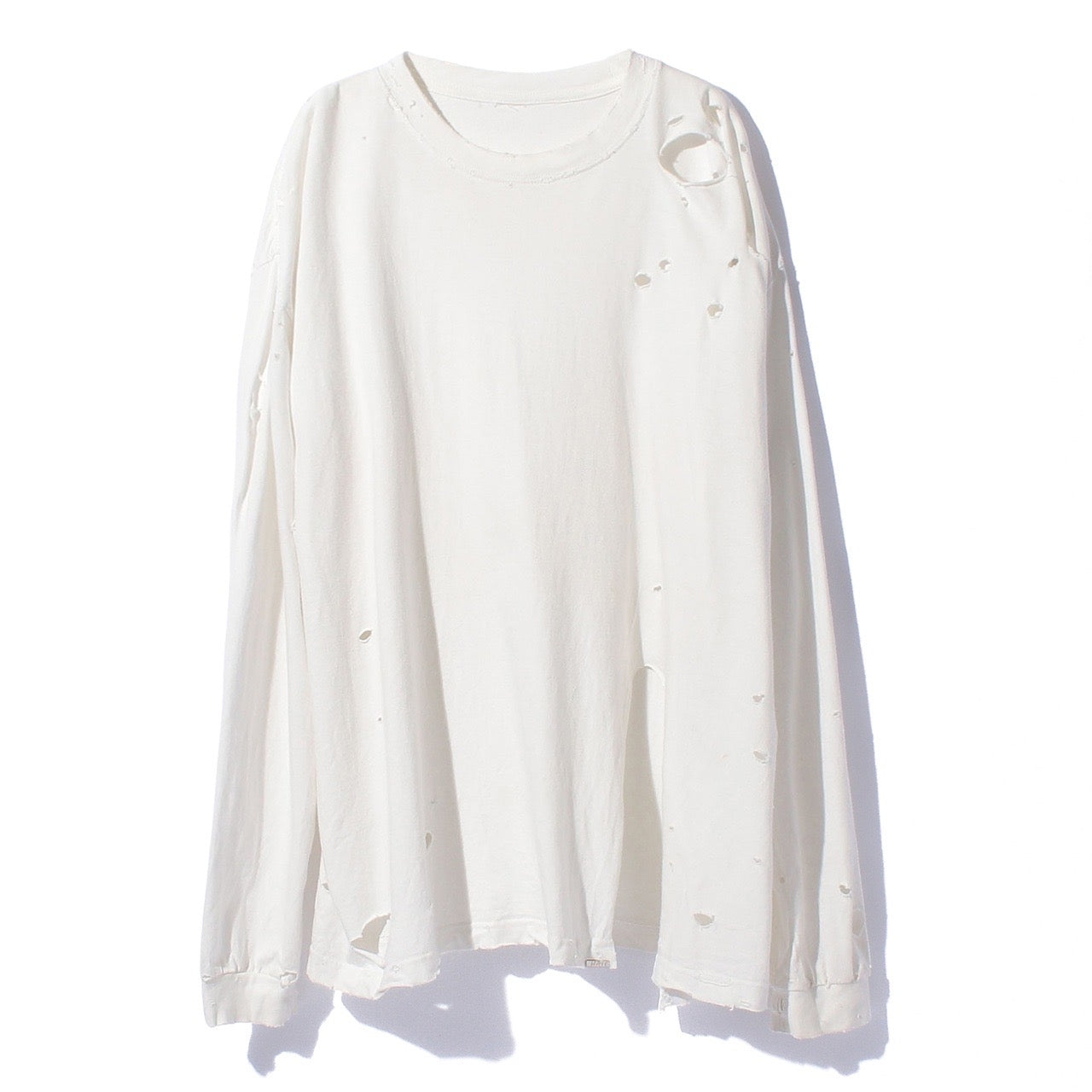 ORGANIC COTTON DAMAGE LONG T-SHIRT CUT OFF