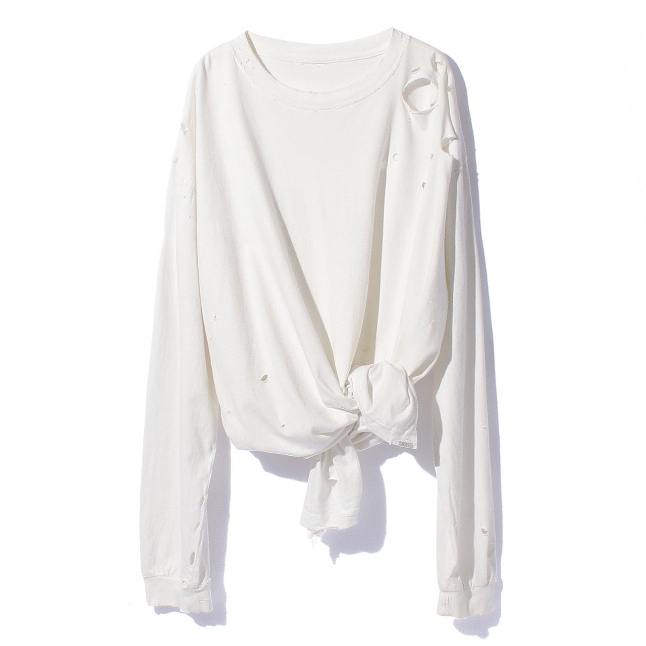 ORGANIC COTTON DAMAGE LONG T-SHIRT CUT OFF