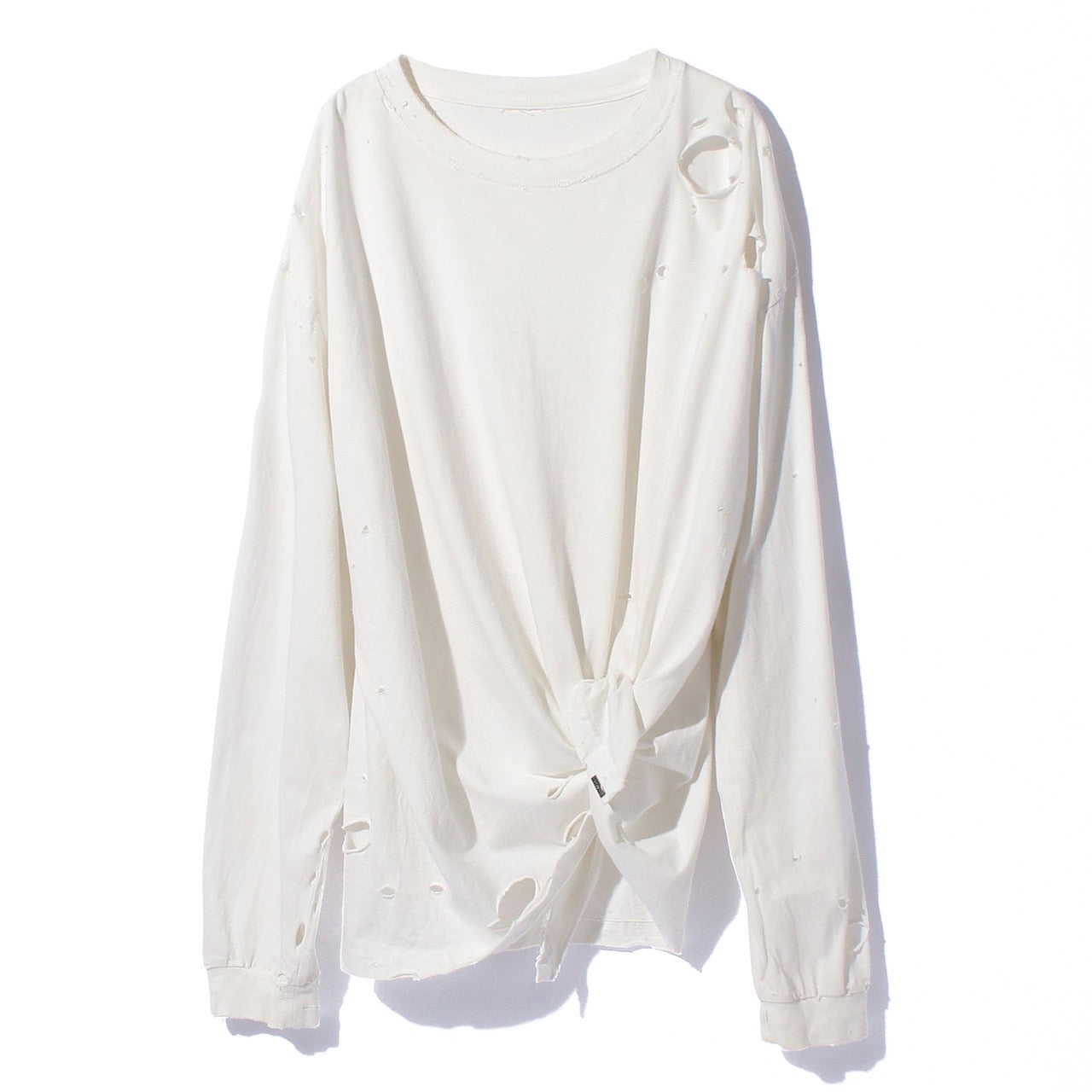 ORGANIC COTTON DAMAGE LONG T-SHIRT CUT OFF